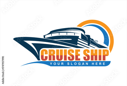 cruise sailboat ship logo sign abstract design vector illustration business travel elegant luxury