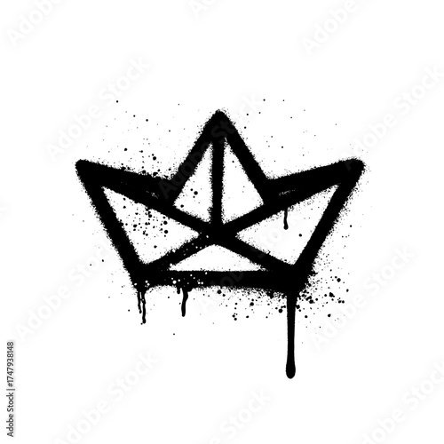 Paper Boat Origami Crown Graffiti Vector Tag Street Art Hip Hop King Icon Illustration