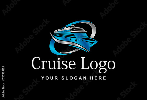 cruise sailboat ship logo sign abstract design vector illustration business travel elegant luxury