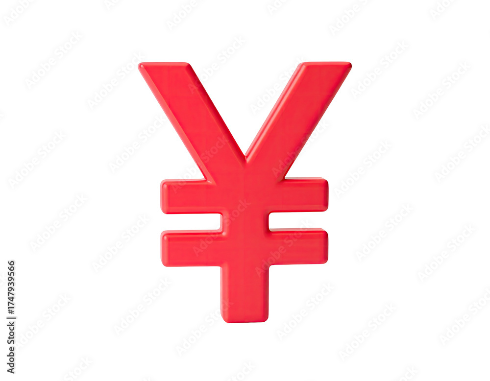 Fototapeta premium A red, 3D rendered currency symbol against a stark black background