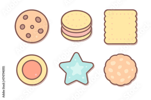 Assortment of sweet and savory baked goods, cookies, biscuits, and crackers