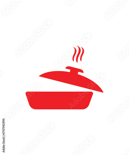 vector pan with a steam logo design concept illustration idea, Frying pan logo design, Steam cooking logo