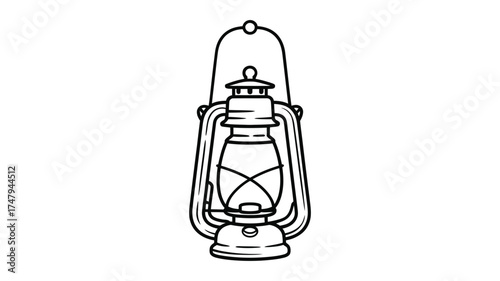 Vintage kerosene lantern with a classic design and a hanging loop illustration