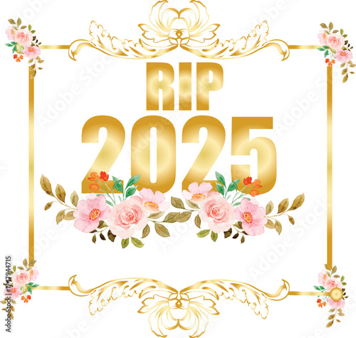 Goodbye 2025 Hello 2026 – Elegant Golden New Year Typography with Check and Cross Icons for Festive Celebration Design
