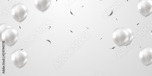 Beautiful white 3D balloon illustration background for party celebration decoration.