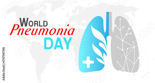 World Pneumonia day poster. Vector illustration of pulmonary care concept