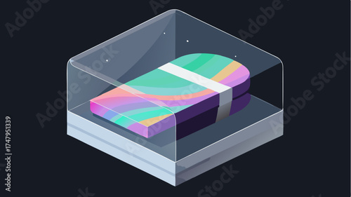 A highend electronic gadget wrapped in sleek packaging featuring a holographic design revealing layers of protection and feels luxurious upon opening.