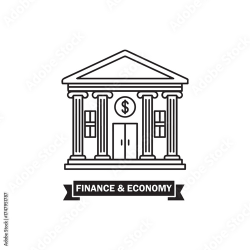 Economy icon set with financial symbols isolated on white background