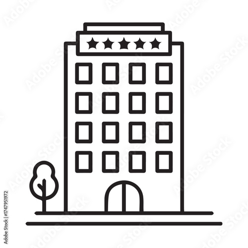 Five star hotel icon isolated on white background