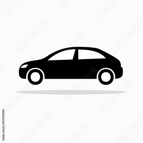 Minimalist Black Car Icon Representing Transportation and Automotive Design