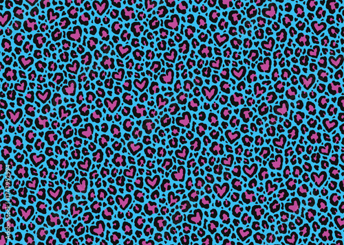 Leopard skin love pattern background. Wildlife fur skin design illustration for web, home decor, fashion, surface, graphic design