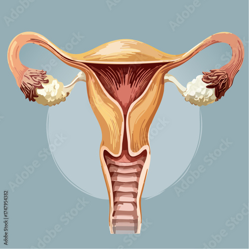 Anatomical Illustration of the Female Reproductive System and its Parts