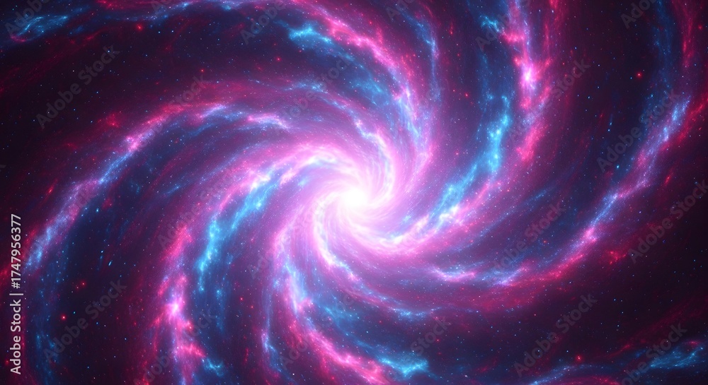 Fototapeta premium Cosmic Spiral Galaxy: Vivid Pink Blue Nebula Starfield Vortex, Deep Space Phenomenon
