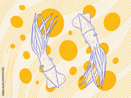 Squid Vector Illustration. This EPS file contains a detailed and attractive squid vector illustration.