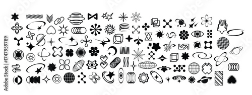 retro yk shapes graphic elements abstract icons