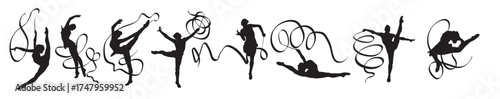 ribbon dancer siluetas icons vector