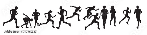 runners silhouette on white background
