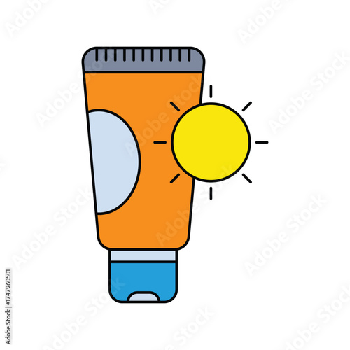 sun cream icon with white background vector stock illustration