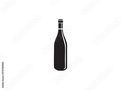 Minimal Wine Bottle Vector Icon – Elegant Liquor Silhouette
