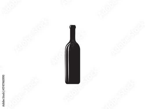 Minimal Wine Bottle Design – Elegant Vector Alcohol Icon