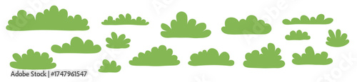  set bushes landscape isolated on white background vector illustration