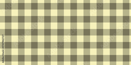 Seamless checkered gingham pattern in muted earthy tones of beige and olive green for a classic textile background