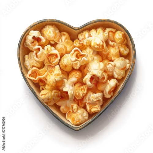 Heart-shaped bowl filled with popcorn