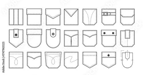 Set of pocket vector illustration