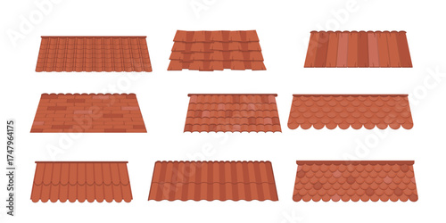  large set of roofs for the design of summer cottages brown