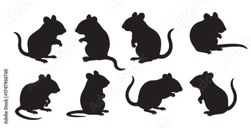 Set of silhouettes of mice