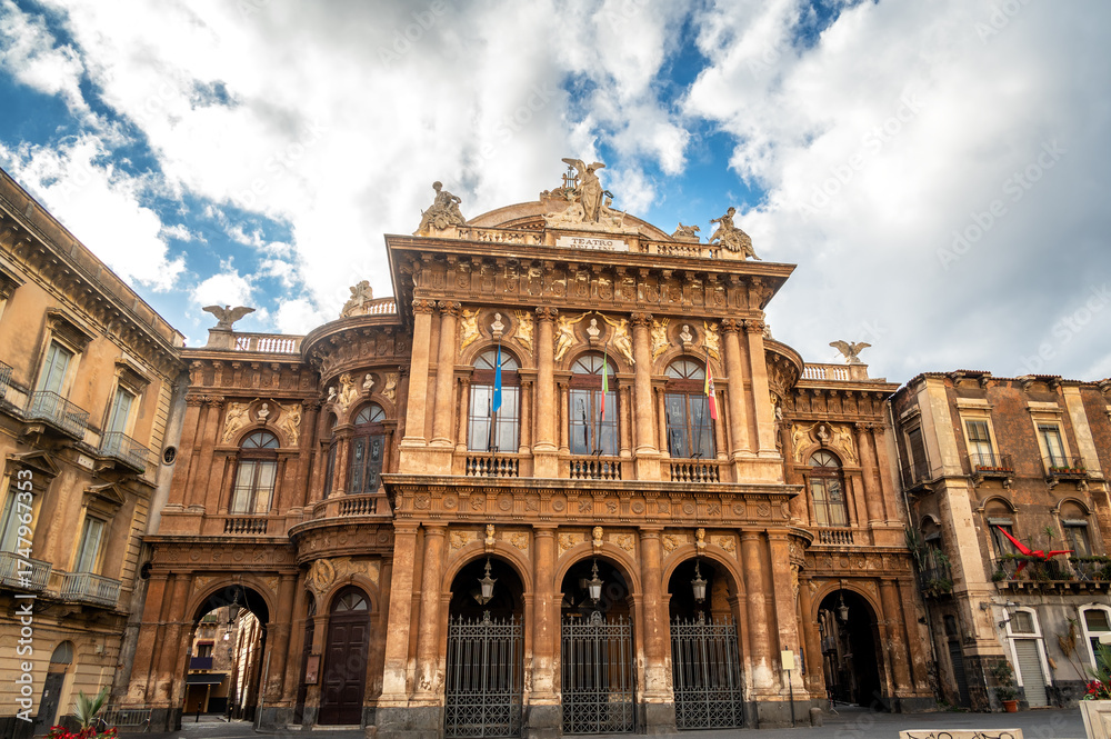 Naklejka premium View of the Bellini Theater in Catania, Italy