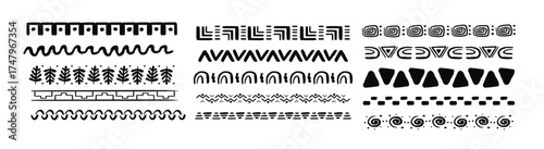 set african tribal motive border in doodle hand drawn style 