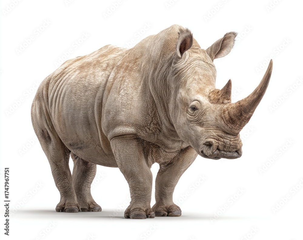 Fototapeta premium White rhinoceros, full body, studio shot