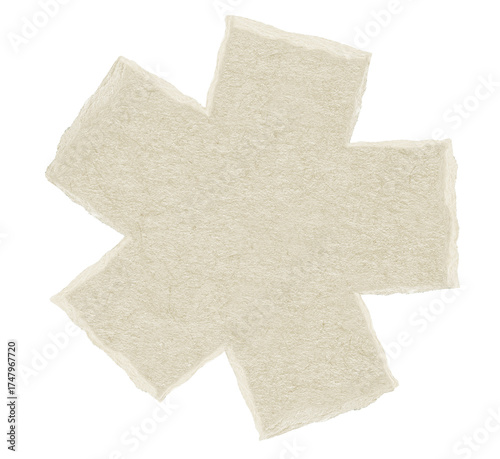 Brown paper bubble. Blank brown cut out cardboard paper  asterisk shape. Png transparency	