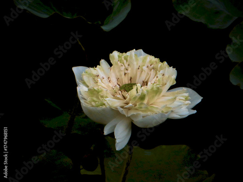 Delicate White Lotus Bloom in Morning Light – Peaceful Flower of Enlightenment and Calm Reflection on West Lake in Hanoi, Vietnam. Perfect for nature wallpapers and relaxation visuals