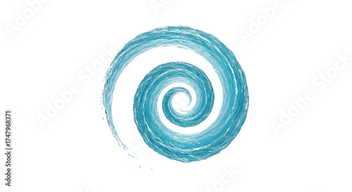 Blue watercolor spiral abstract design representing motion and energy flow.