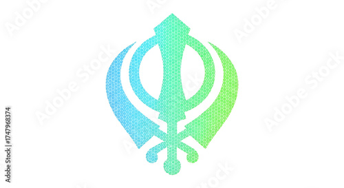 ​A Happy Guru Nanak Jayanti Design With A Khanda Icon In A Colorful Hexagonal Pattern On White
