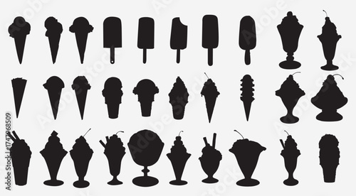 icecream silhouette set vector
