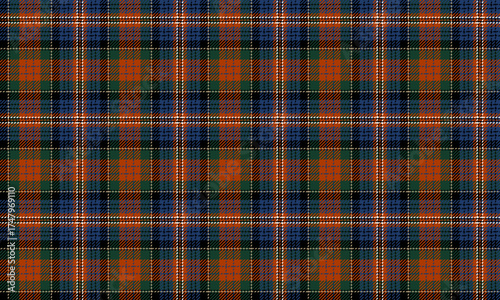 Seamless plaid patterns in orange, green, blue, and black for designing clothes, skirts, and pants for a modern, unique look that reflects confidence on every occasion.