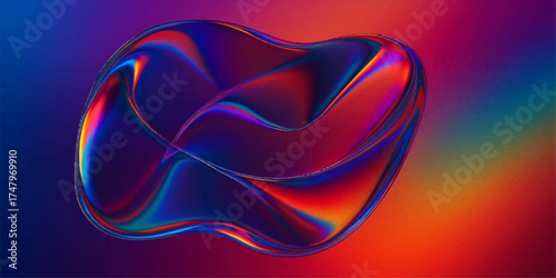 Abstract fractal heart glowing with red and orange neon lines against a black background