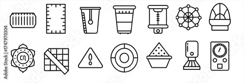 measuring icon set editable stroke outline icons set 