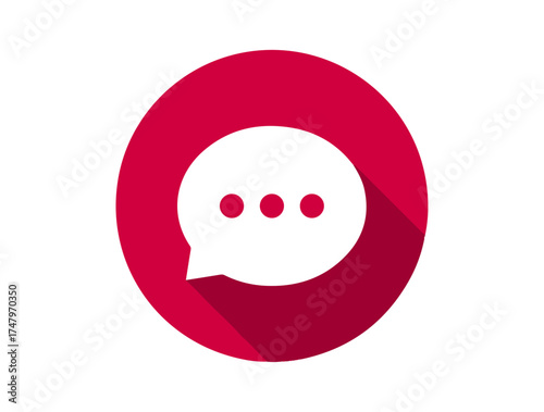 "Red Chat Icon with Speech Bubble and Ellipsis for Messaging, Communication, and Digital Interface Design"