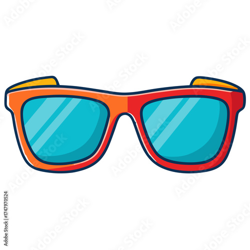 Black and red 3D glasses on a white isolated background, a plastic fashion accessory for eye protection and vision