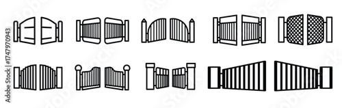 open gate icons vector