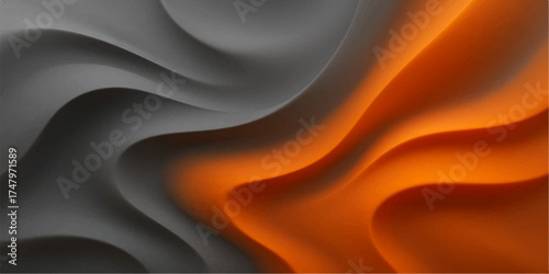 Abstract black and white silk waves with smooth flowing satin texture and light motion design