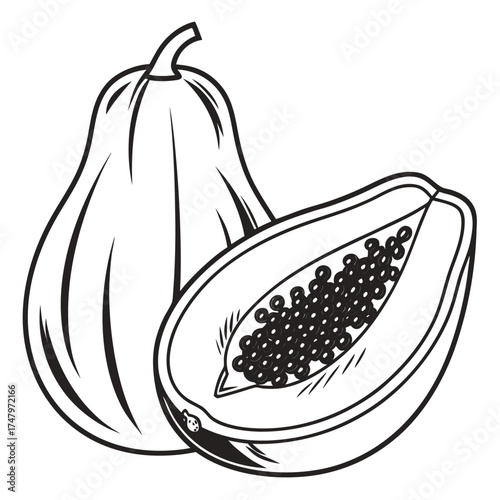 papaya on white background 