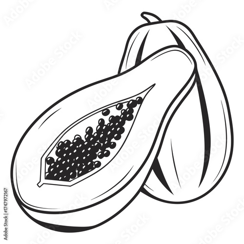 papaya on white background 