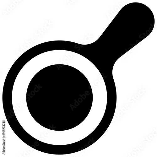 Frying pan. Outlined stroke vector icon with black-filled details.