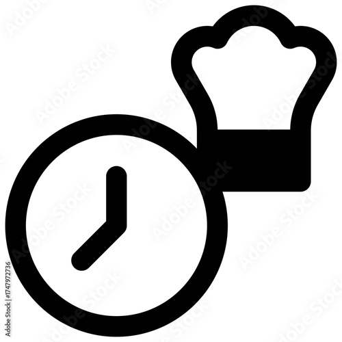 Cooking time. Outlined stroke vector icon with black-filled details.