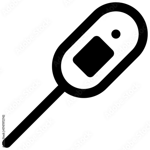 Food thermometer. Outlined stroke vector icon with black-filled details.